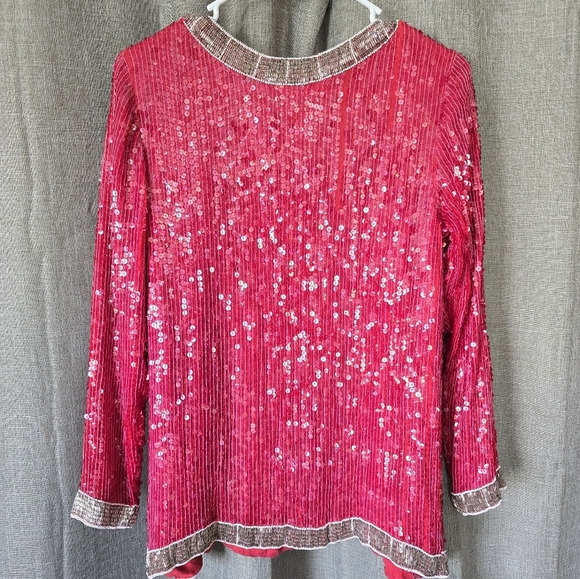 Anjumun California Vtg 70s Sequin Jacket Pink W/ Leopard Print Size M - Picture 4 of 5